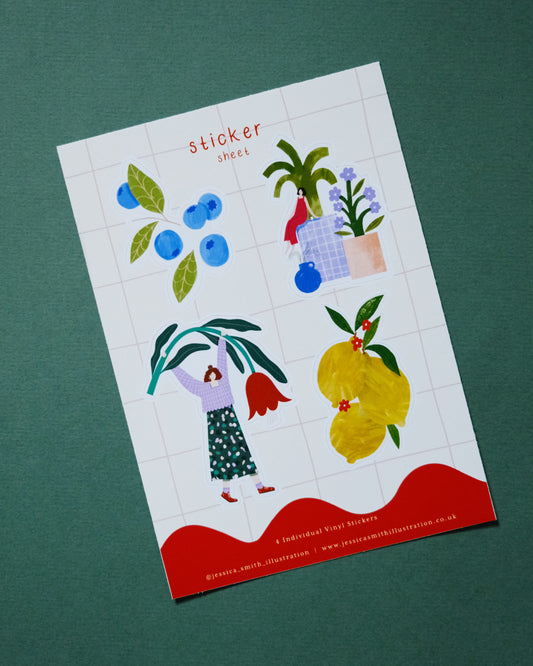 Fruit and Ladies Sticker Sheet