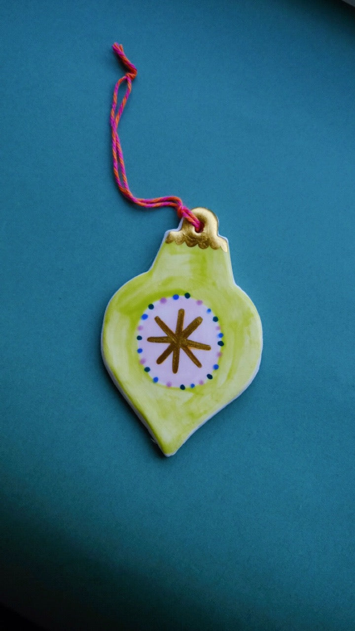 Lime Green Bauble, Ceramic Decoration
