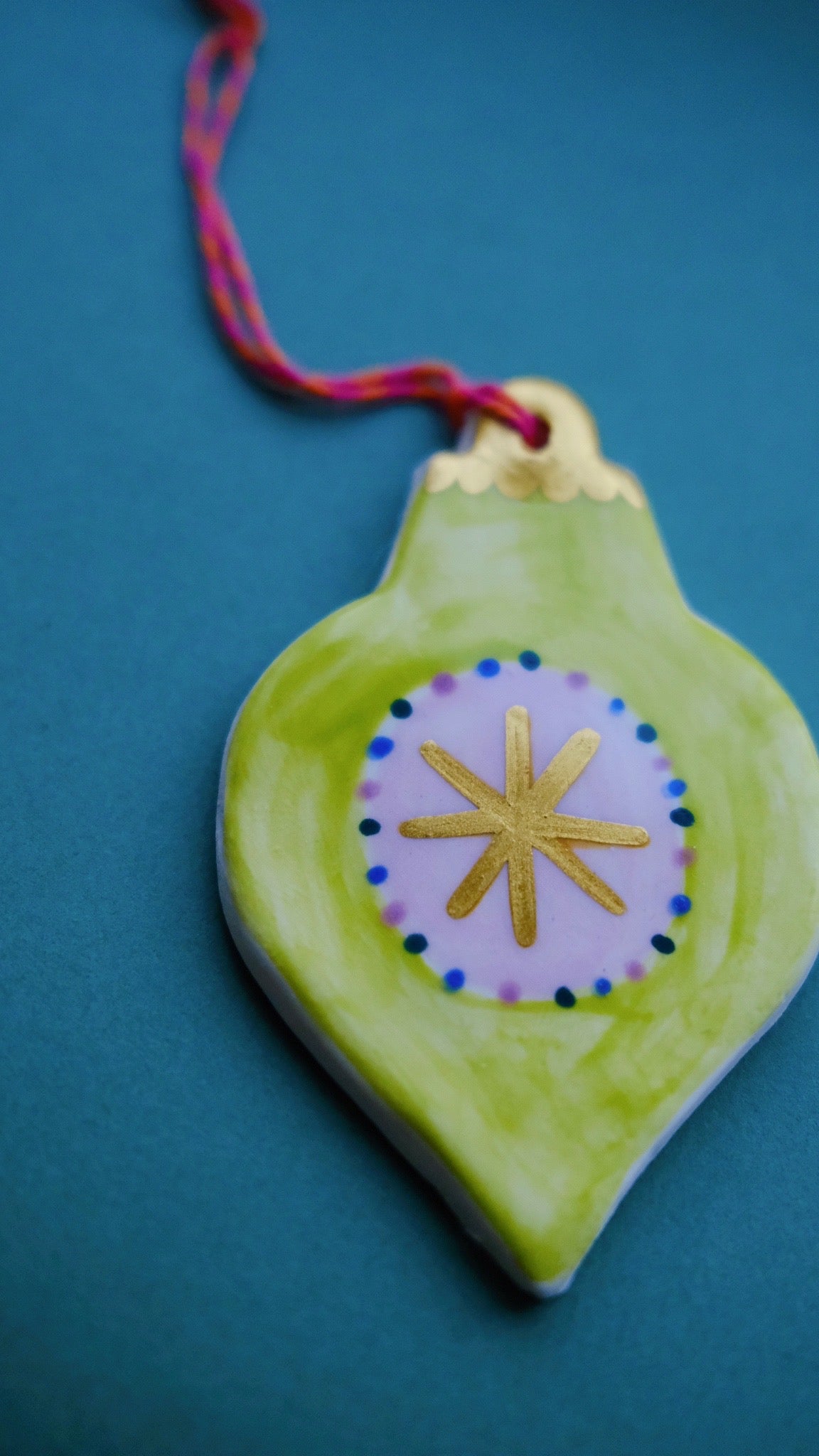 Lime Green Bauble, Ceramic Decoration