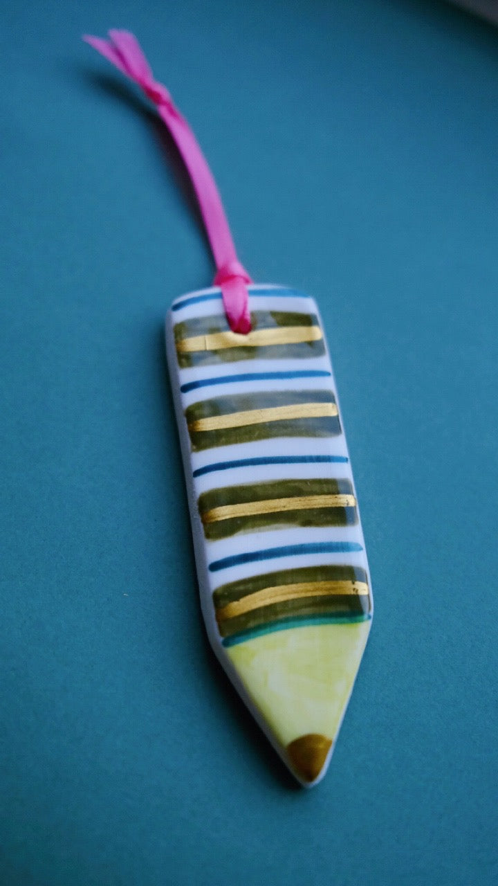 Green Stripe Pencil, Ceramic Decoration