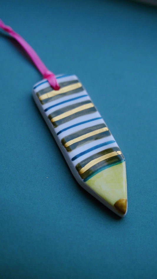 Green Stripe Pencil, Ceramic Decoration
