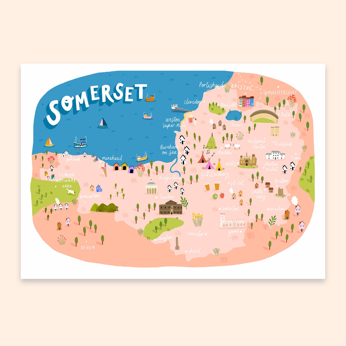 Illustrated Map of Somerset