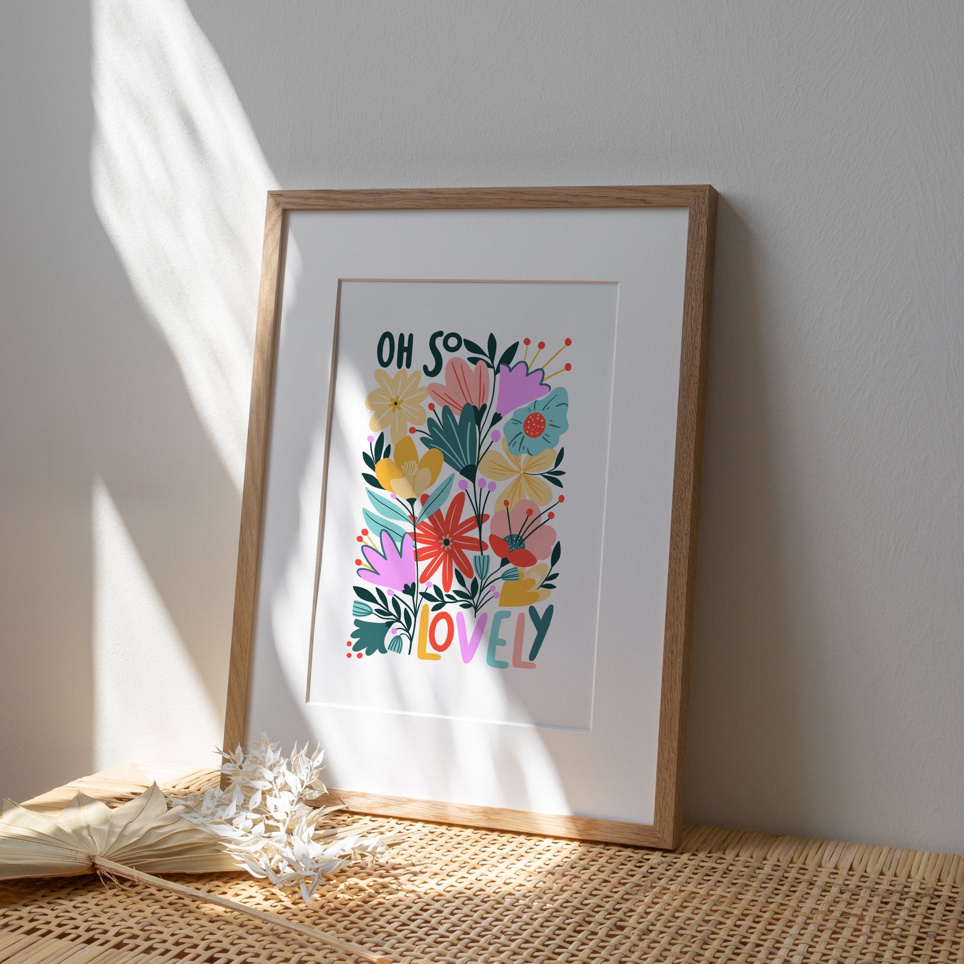 oh so lovely art print, with lots of colourful florals and leaves